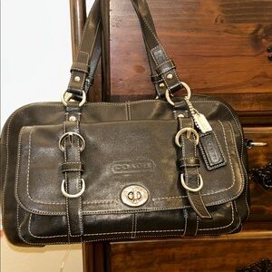 Vintage COACH Chelsea Black Leather Satchel.
